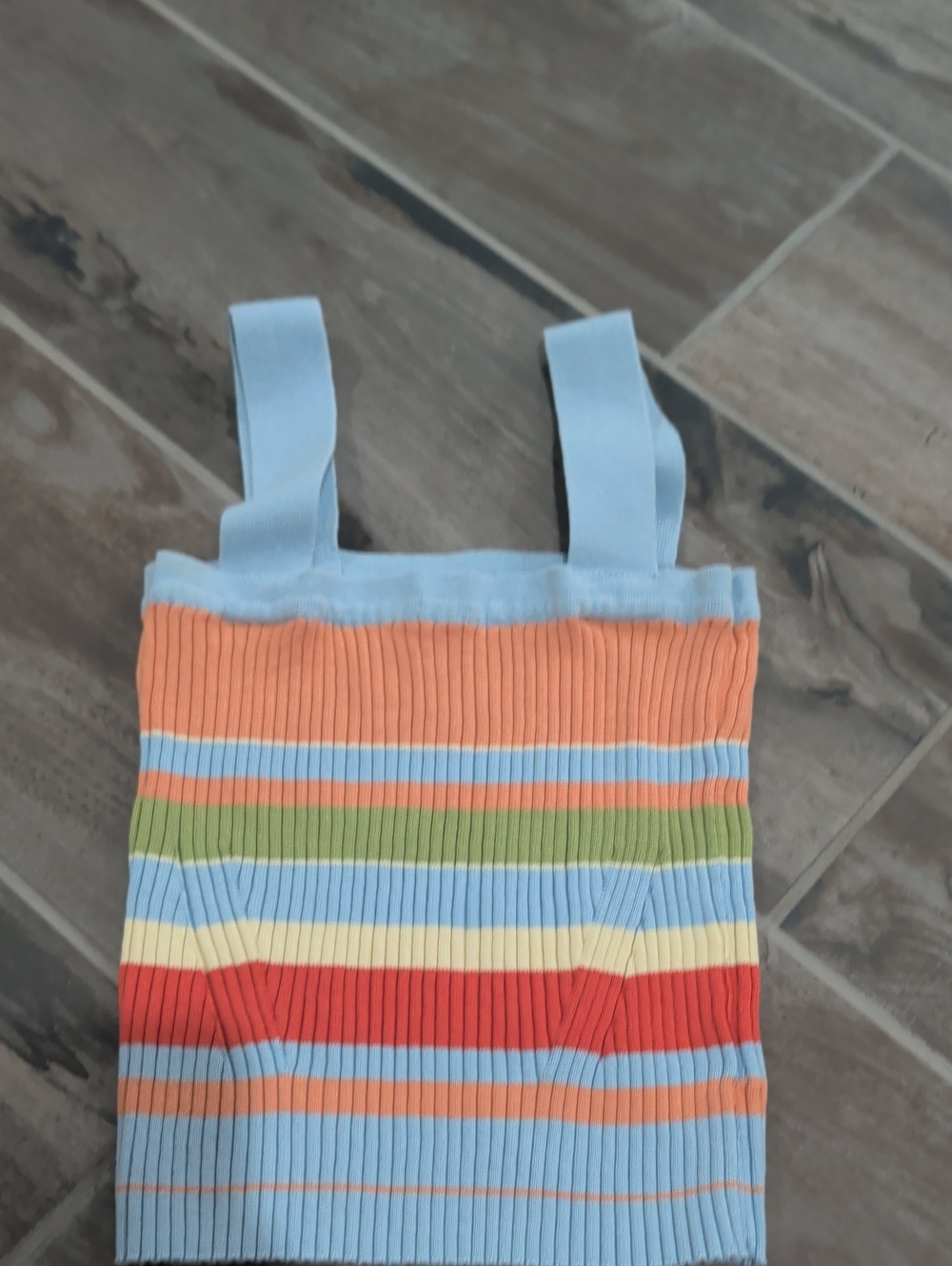 Fate Kids Ribbed Tank Top - Light Blue, Orange & Multicolor Stripes - Picture 1 of 2